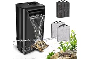 GOZILLA 148GPH Turtle Tank Filter 8W Adjustable Water Flow, Aquarium Filter for Low Water Level Tank, Turtle Filter Quiet Waterfall Fish Tank Filter for 10-30 GAL. (Black)