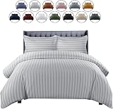 Moonlight20015 4 Piece King Bedding Set Satin Stripes Microfiber Silver view 7