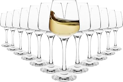 Homiu Large White Wine Glasses 12 x 330 ml Florence Crystal Glassware