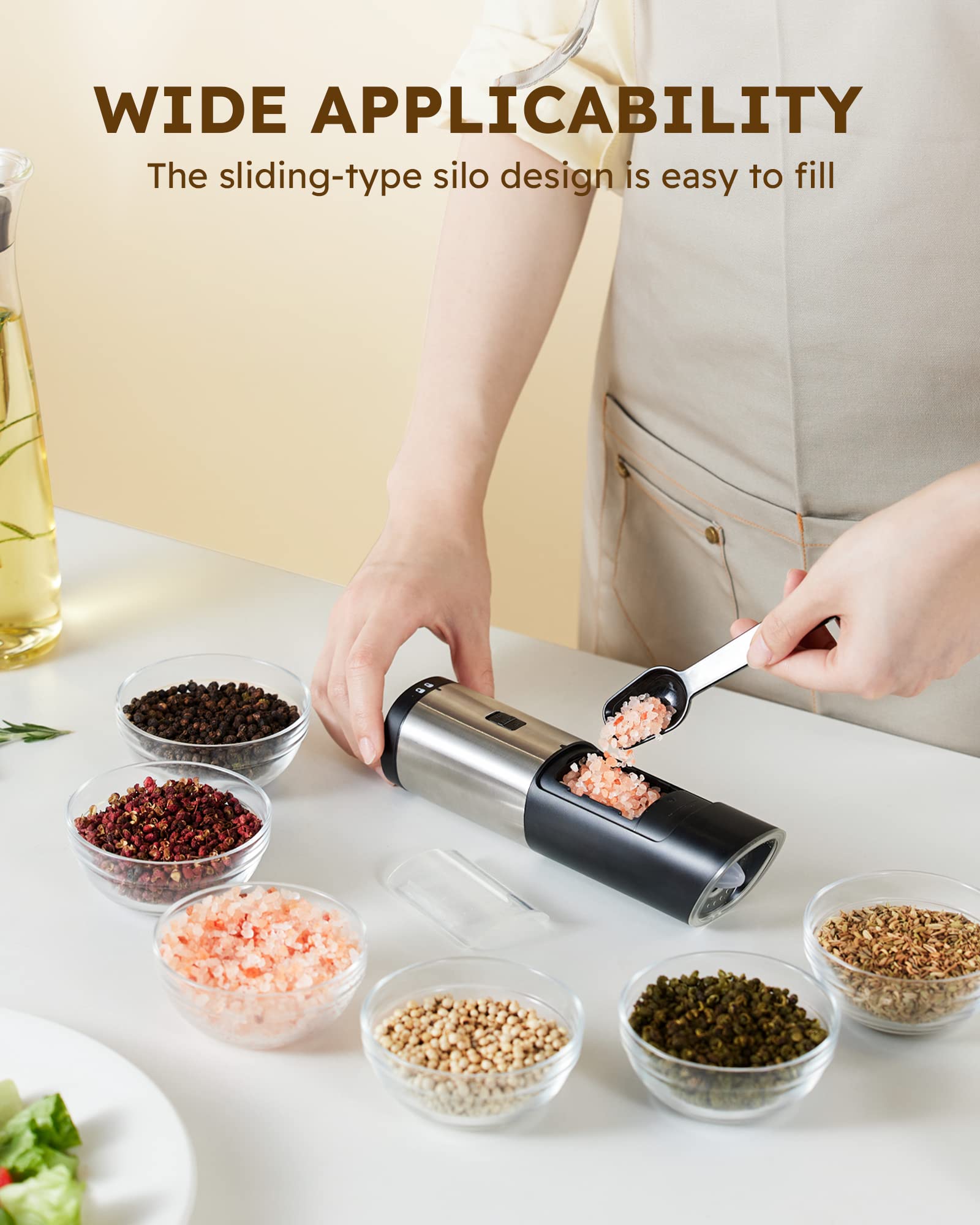 Mua Sangcon Gravity Electric Salt and Pepper Grinder Set With Safety ...