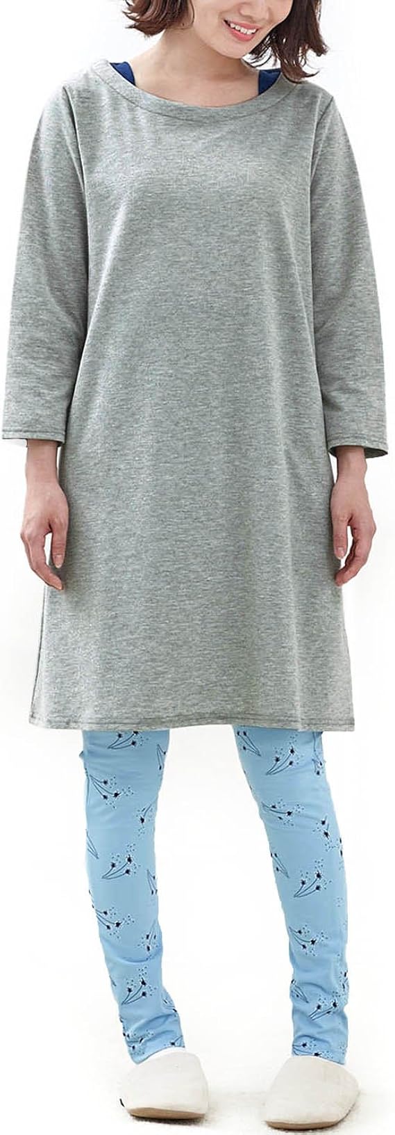 Amazon ベルメゾン ａラインチュニック レギンスパジャマ 杢グレー パジャマ ルームウェアセット 通販