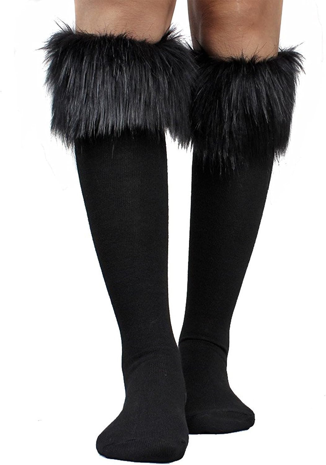 fuzzy thigh high boots