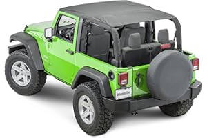 MasterTop Bimini Top Sunshade - Fits 2-Door Jeep Wrangler 2007-2018 - Jeep Wrangler Bikini Top - Jeep JK Bikini Top 2-Door - Jeep JK Sunshade (Full Length with Header Bar)