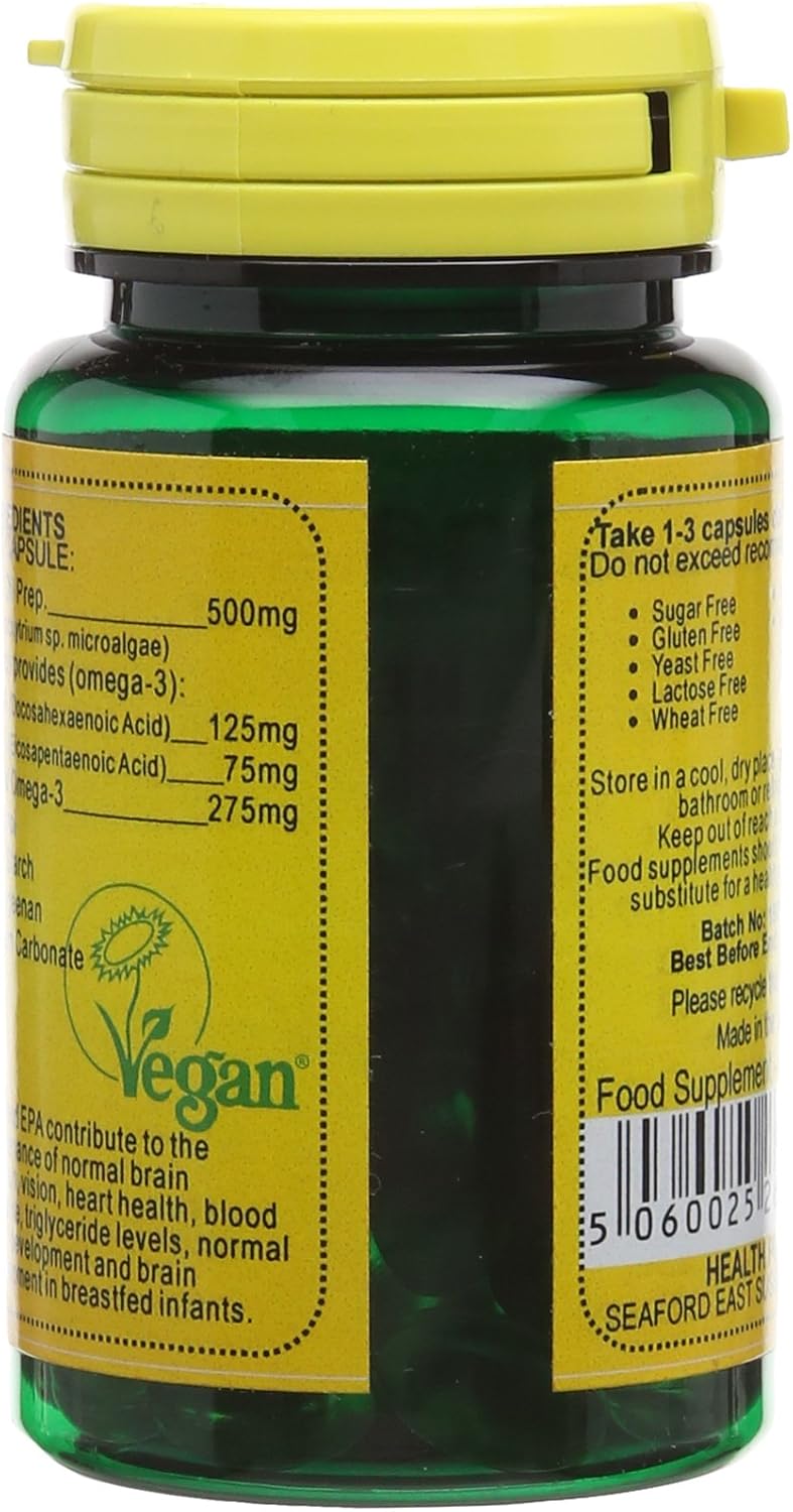Veganicity Omega-3 DHA:EPA 500mg : Algal Oil Omega-3 Fatty Acid : 60 Vcaps, in a Planet-Friendly 99% Recycled Pot - Image 4