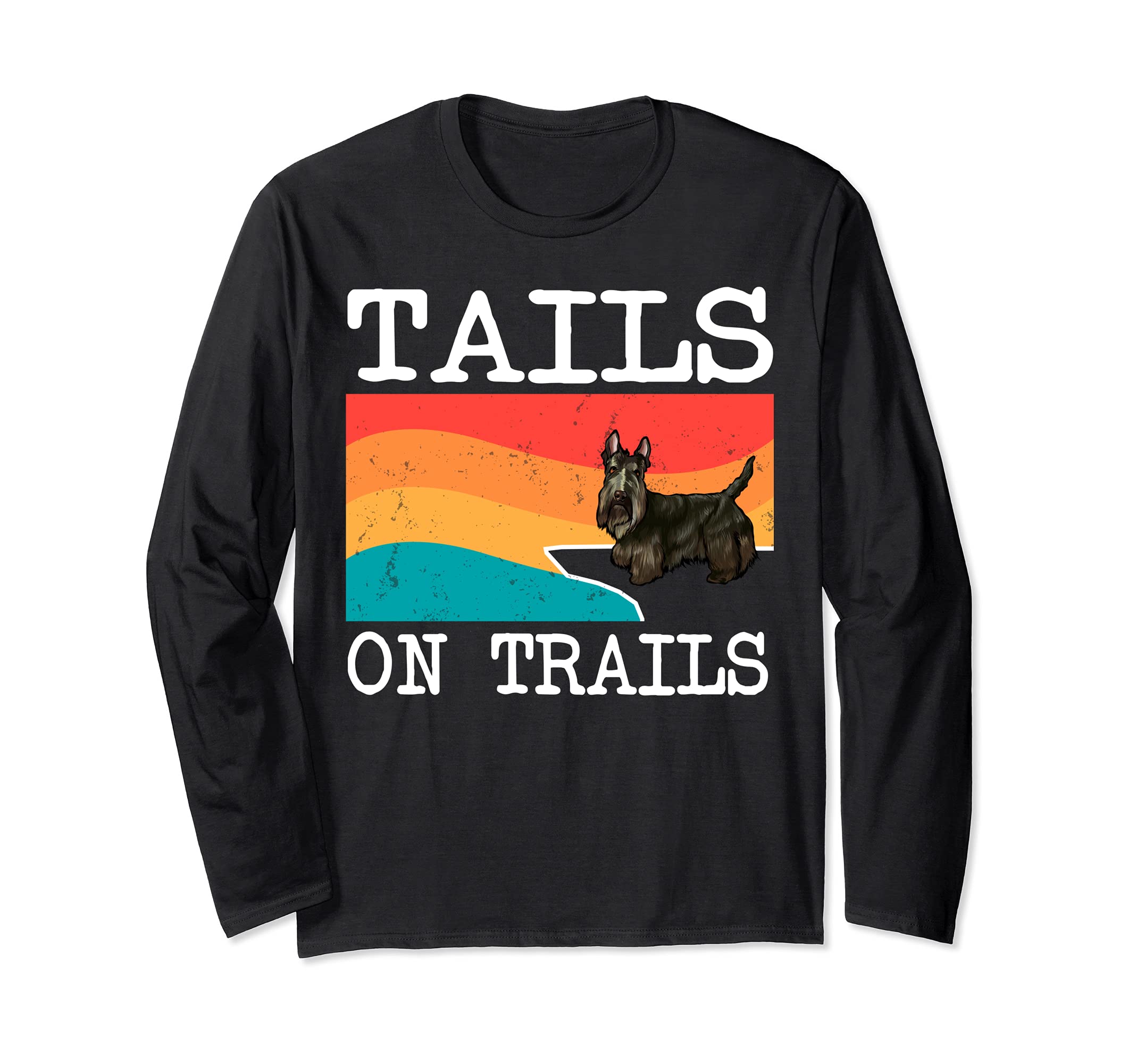 Tails On Trails Scottish Terrier Dog Funny Hiking Long Sleeve T-Shirt
