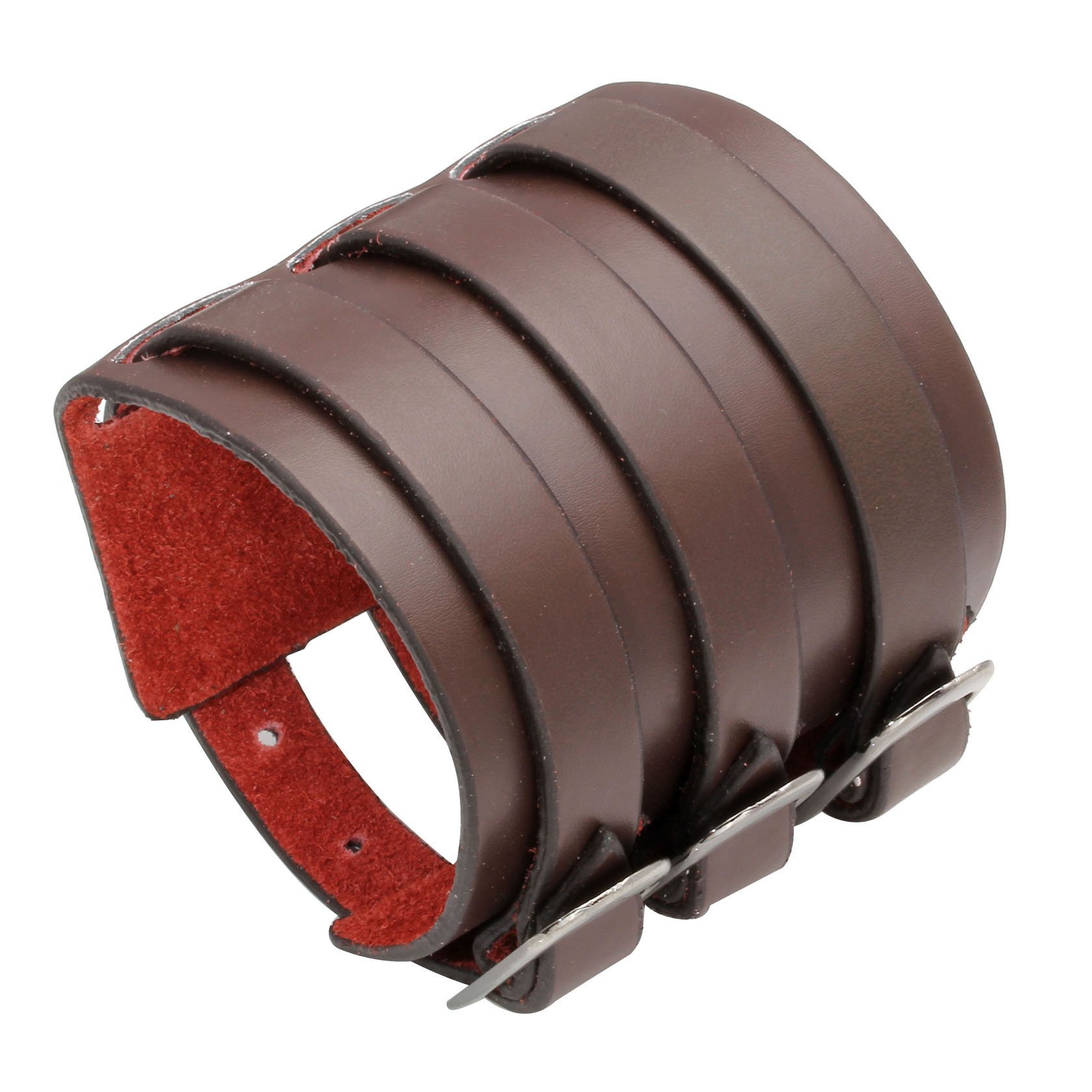 MILAKOO Punk Gothic Retro PU Leather Wristband Wide Cuff 7.5"-8.3" Brown Bracelet for Unisex — image 1