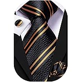 Hi-Tie Men 63inches Tie Set Extra Long Necktie Paisley Tie Pocket Suqare Cufflinks Big and Tall Men Tie