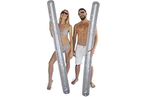 POZA 2 Pack Inflatable Jumbo Pool Noodles Floats - Premium Luxurious 74 Inch Giant Water Floating Noodles Filled with Sparkle Confetti, Pool Float for Swimming Pool, Beach & Lake