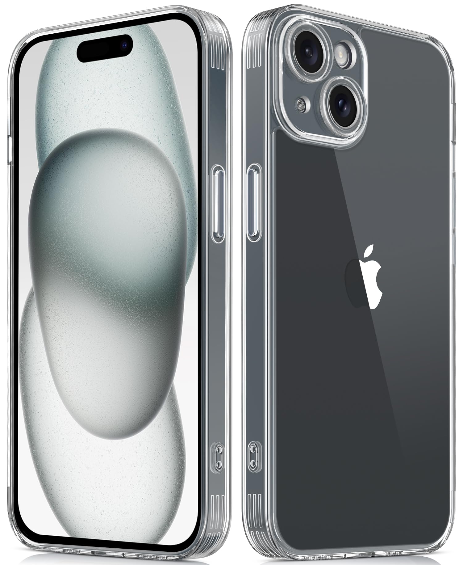 Mootobo for iPhone 15 Case with Camera Lens Full Cover Protection, 10FT Military Grade Drop Protection Phone Case with Anti-Fingerprint Matte Back 6.1 inch - Clear