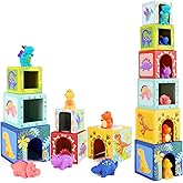 Toddlers and Babies Dinosaur Sorting and Stacking Toys Blocks for 1-3 Kids Preschool Learning, Numbers Nesting Boxes Montesso