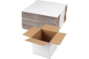 Hoikwo 6x6x6 Shipping Boxes Set of 40, White Corrugated Cardboard Box for Small Business for Packaging Mailing