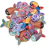 Craftdady 28Pcs Enamel Fish Charms: 7 Styles Colorful Pattern Fish Rack Pendants Cute Ocean Animal Charms for DIY Earring, Bracelet, Necklace Making