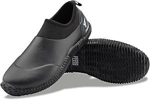 8 Fans Men's Garden Shoes Waterproof Rain Boots Neoprene Muck Mud Shoes with Memory Foam Insoles for Gardening, Farming