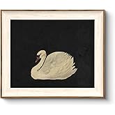 VIYYIEA Framed Wall Art for Living Room, Swan Art Canvas Prints, Vintage Home Decor, Animals Painting Picture, Bathroom Wall Decor Gifts for Friends or Family - 12L x 10W