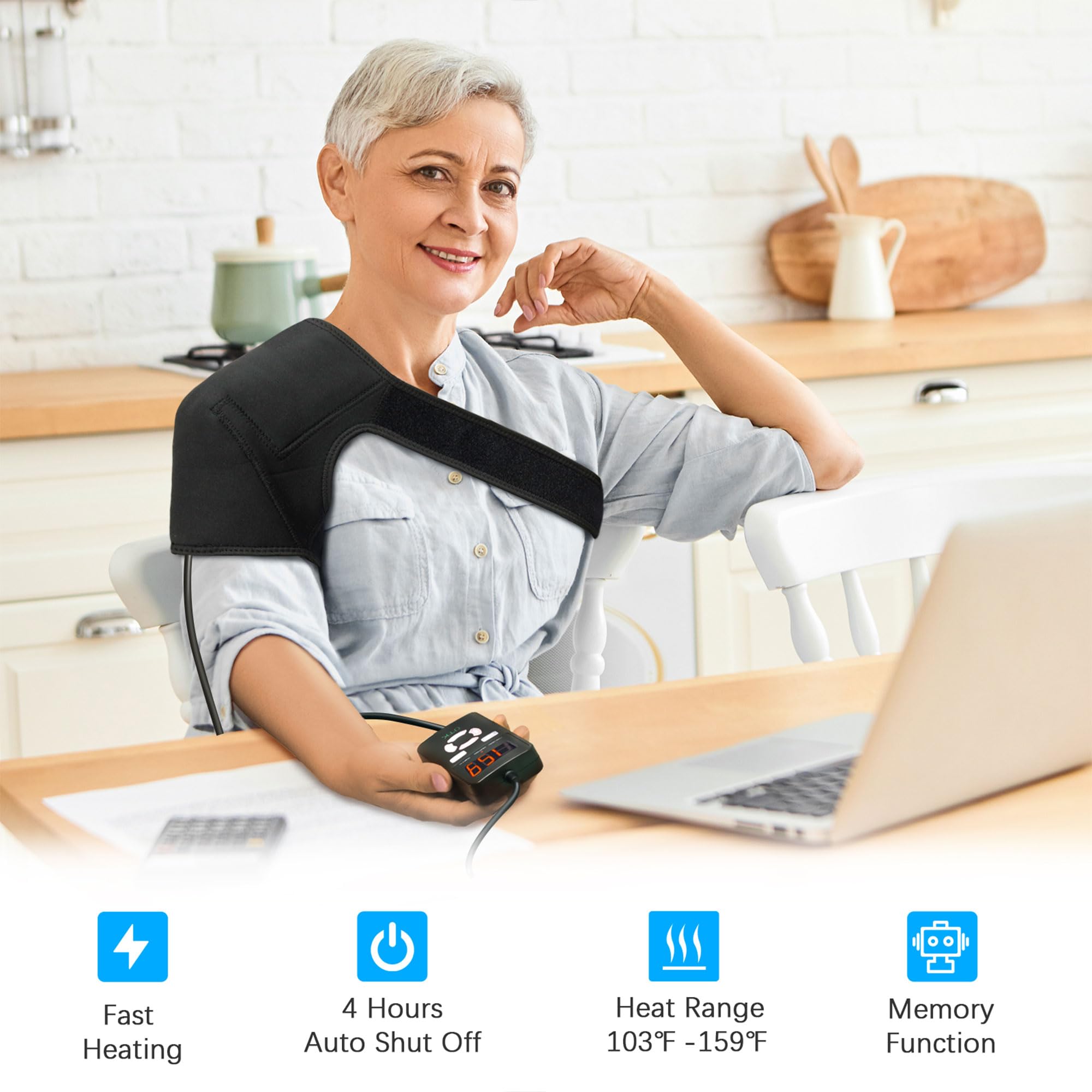 UTK Jade Infrared Rotator Cuff Heating Pad for Shoulders Pain Relief, Heated Shoulder Brace for Keep Shoulders Health, Physical Therapy, EMF Free, Auto Shut Off and Smart Controller