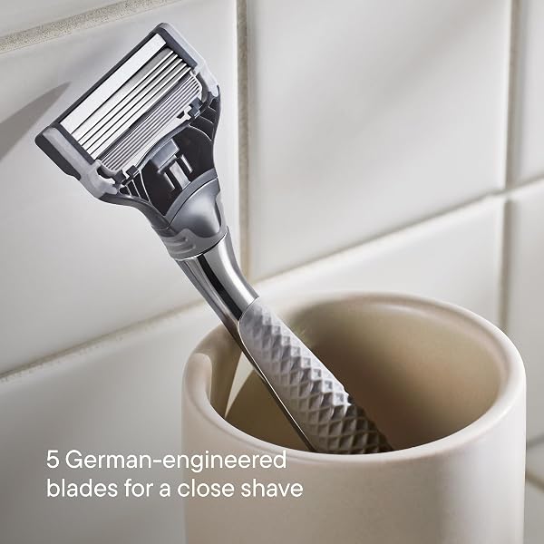 HARRY’S ORIGINAL SHAVING KIT FOR MEN – RAZOR HANDLE AND 3 RAZOR BLADE REFILL CARTRIDGES – GERMAN ENGINEERED – CHROME EDITION
