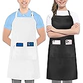 Utopia Kitchen 2 Pack Bib Apron, Adjustable with 2 Pockets, Water and Oil Resistant, Cooking Kitchen Chef Apron for Women Men