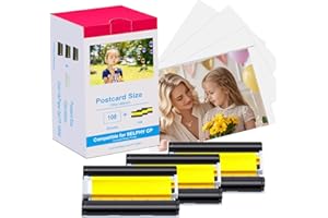 JMLCOLORS Compatible with Canon Selphy CP1500 Ink and Paper Set，KP-108IN 3 Color Ink and 108 Sheets Photo Paper 4x6 Glossy Ph