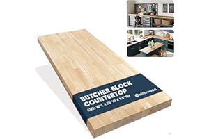 AllForWood 72''L x 25''W x 1.5''Th Hevea Premium Solid Wood Butcher Block Countertop, Butcher Block Table Top for DIY Washer Dryer/Island/Kitchen Countertop (Unfinished)