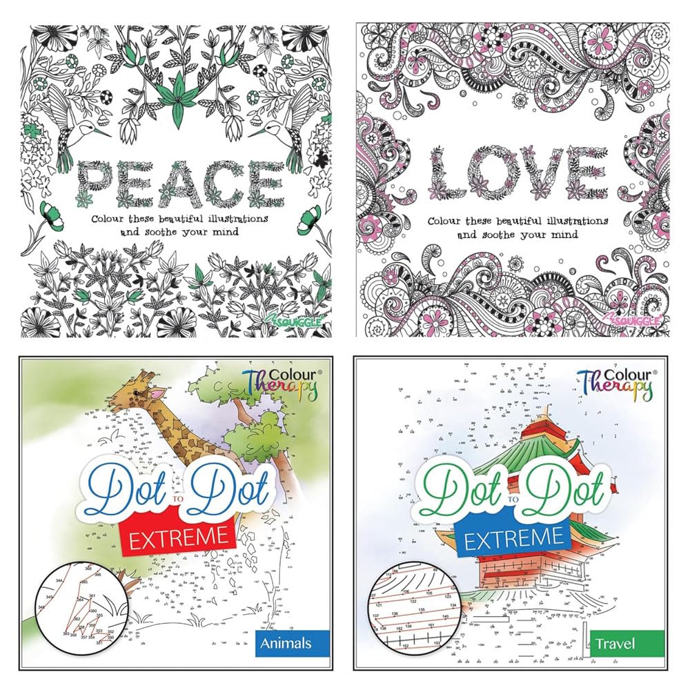 Sixstore Colour Therapy Relaxing Anti-Stress Adult Colouring Books - Set of 4 -Choose Your Set (Set 11)