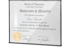 MANTELLO ESSENTIALS Mantello Modern Minimalist 8.5 x 11 Diploma Frame Document Frames | Sleek Borderless Certificate Frame, Wall Mount or Tabletop, 8.5x11 inch Letter Sized Award Display | Black Frame, Single Pack