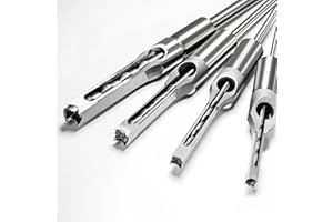 TIANFU Square Hole Drill Bit Set. HSS Square Wood Chisel Drill Bit Sets. Mortise Drill Bit for Drill Press. 1/2", 3/8", 5/16", 1/4" Square Drill Bits for Woodworking. Mortise Chisel Tools (4 Pcs)