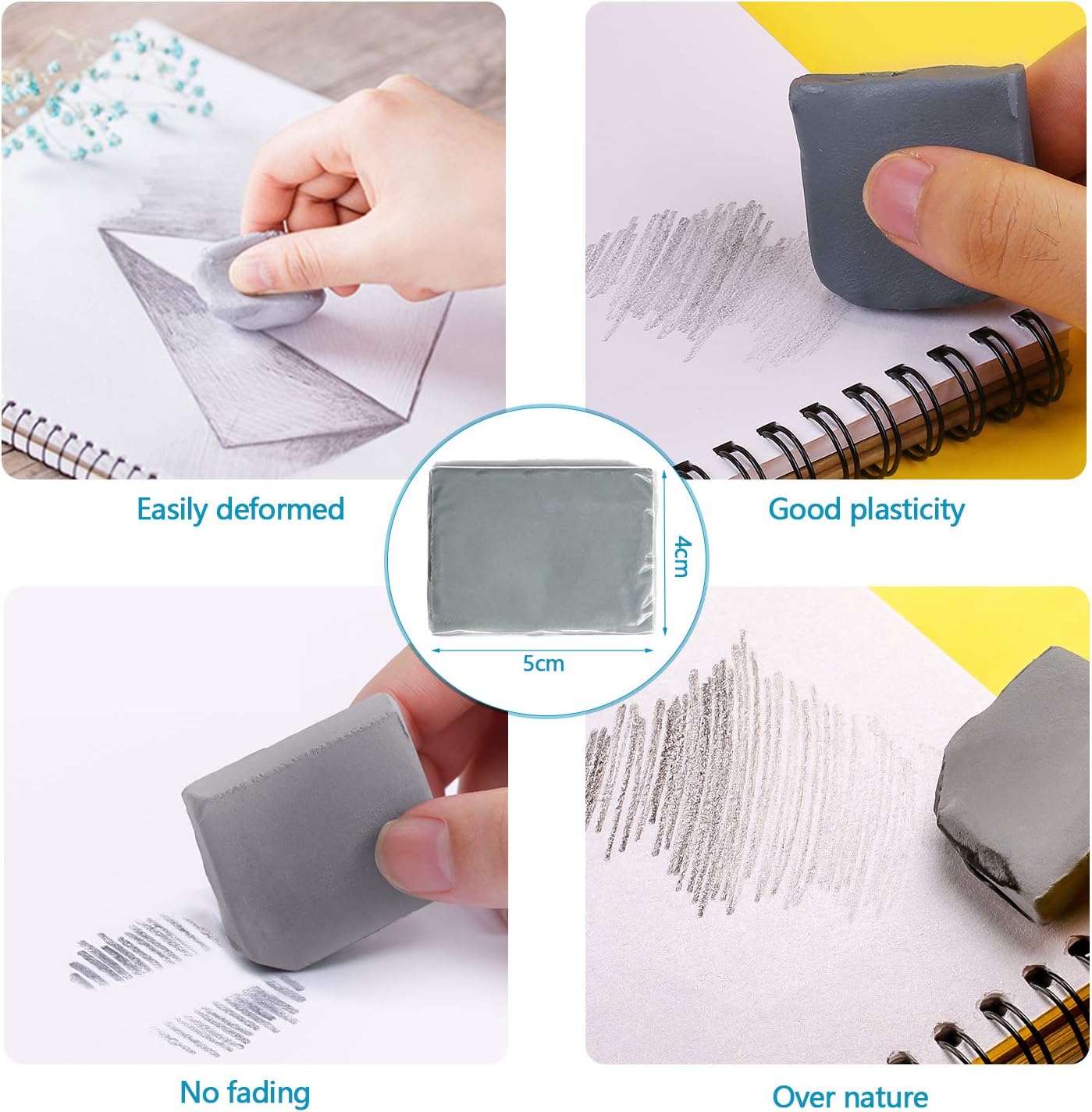 Sketch Drawing Tools, 17 Paper Blending Stump and Tortillions Set with 2 Sandpaper Pencil Sharpeners, 1 Pencil Extension Tool, 2 Erasers & 1 Felt Bag for Student Sketch Drawing Accessories