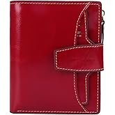 AINIMOER Women's RFID Blocking Leather Small Compact Bi-fold Zipper Pocket Wallet Card Case Purse with id Window
