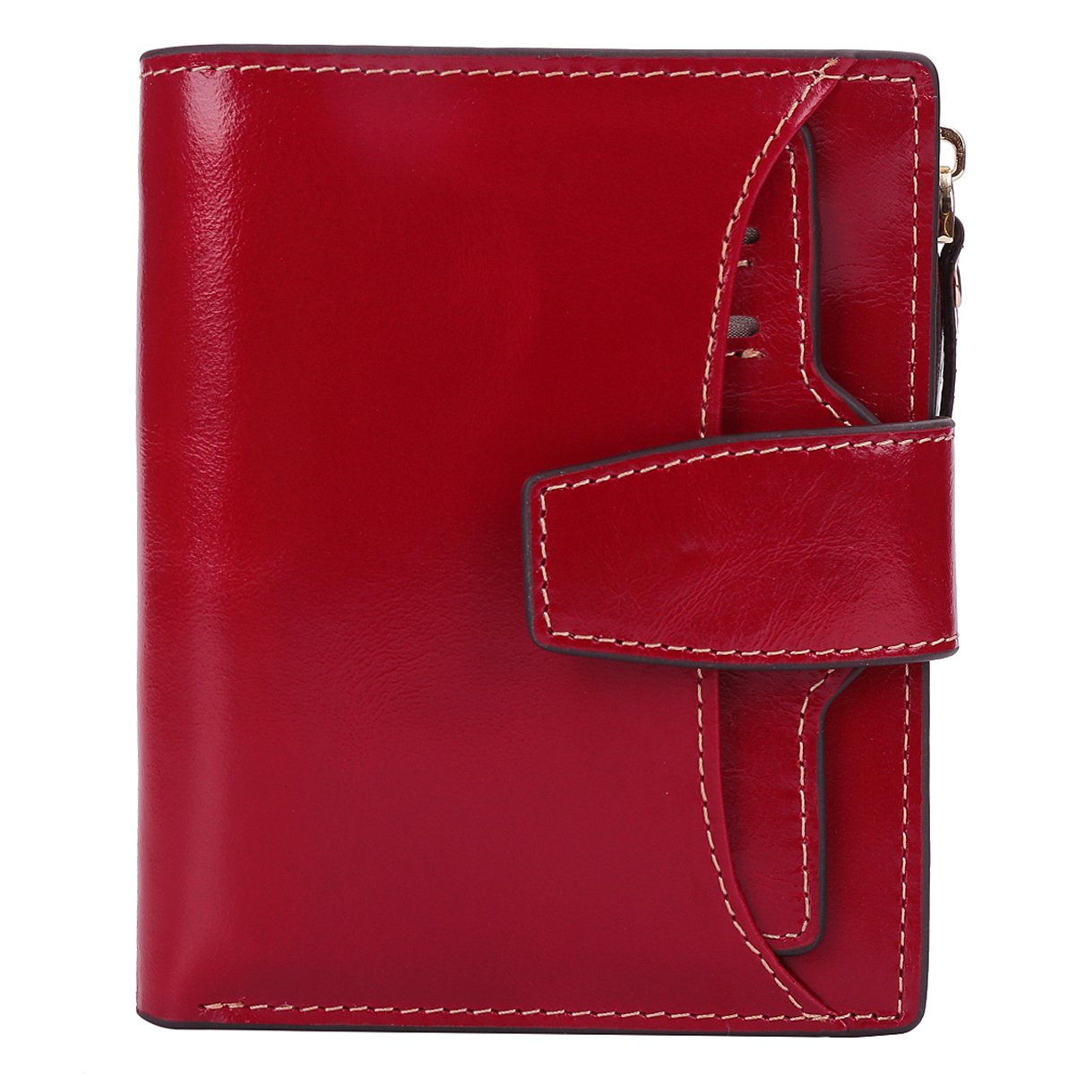 Big Sale-AINIMOER Women's RFID Blocking Leather Small Compact Bi-fold Zipper Pocket Wallet Card Case Purse with Id Window