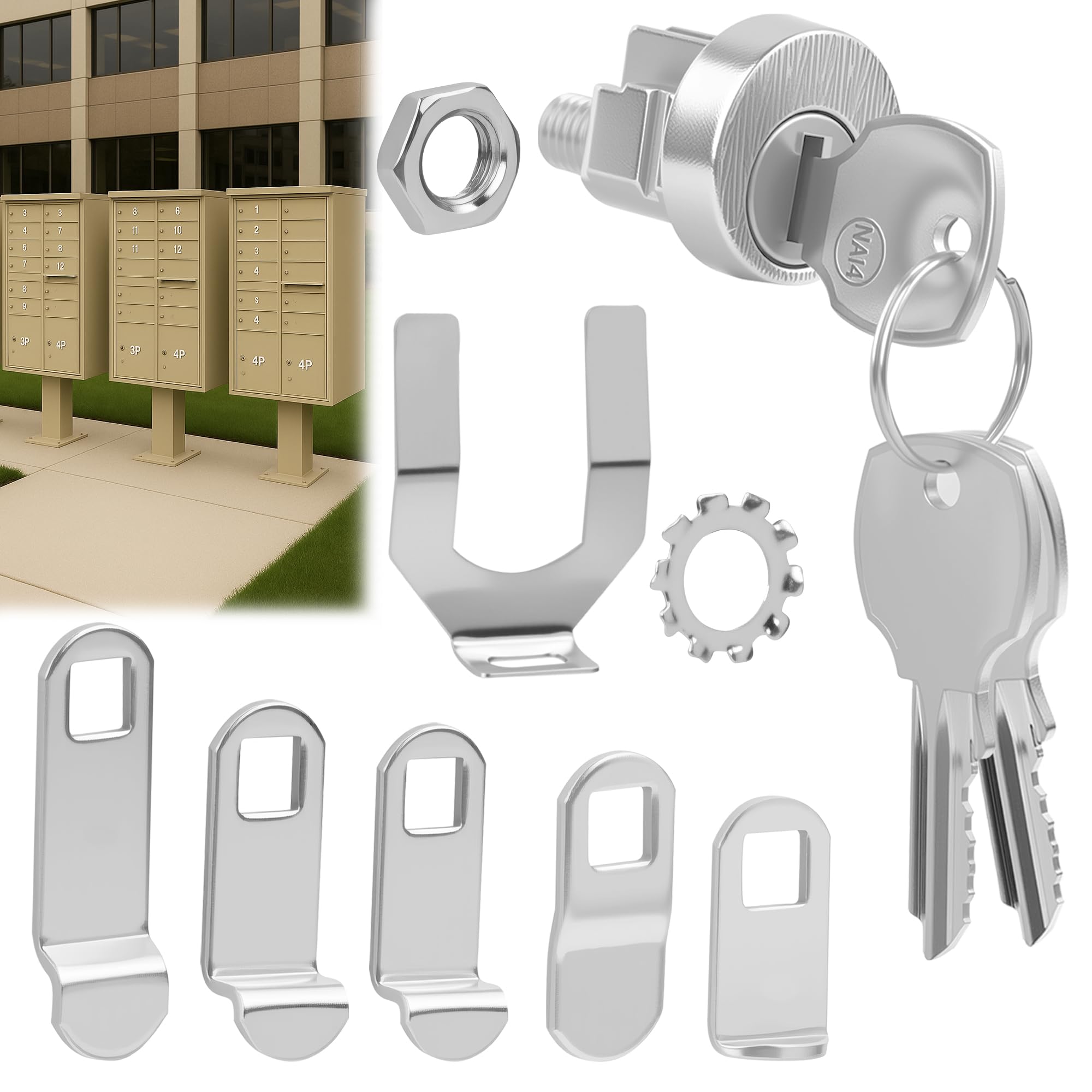 Photo 1 of 10 Pack L-1172C Mailbox Lock Replacement Includes 3 Keys Per Lock – C9100 National Standard Key Lock for CBU/NDCBU Cluster Boxes, CompX Compatible, Clockwise Rotation