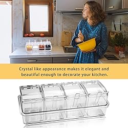 Faxco Clear Seasoning Box, 4 Pieces Seasoning Rack