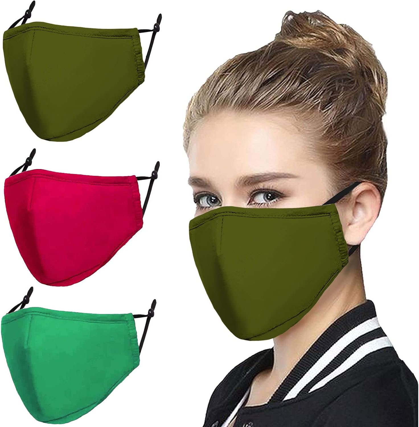 Cool Face Masks for Men 3PC Large Face Masks 3 Layer Face Mask with Adjustable