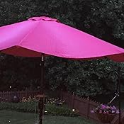 Amazon Com Trademark Innovations Deluxe Solar Powered Led Lighted Patio Umbrella 9 Pink Garden Outdoor