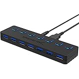 Sabrent 7-Port USB 3.0 Hub with Individual Power Switches and LEDs included 12V/4A power adapter (HB-UMA7)