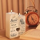 Niyewsor Heart Shaped Candle Holders for Sisters, Pine Wood Gift Set view 7