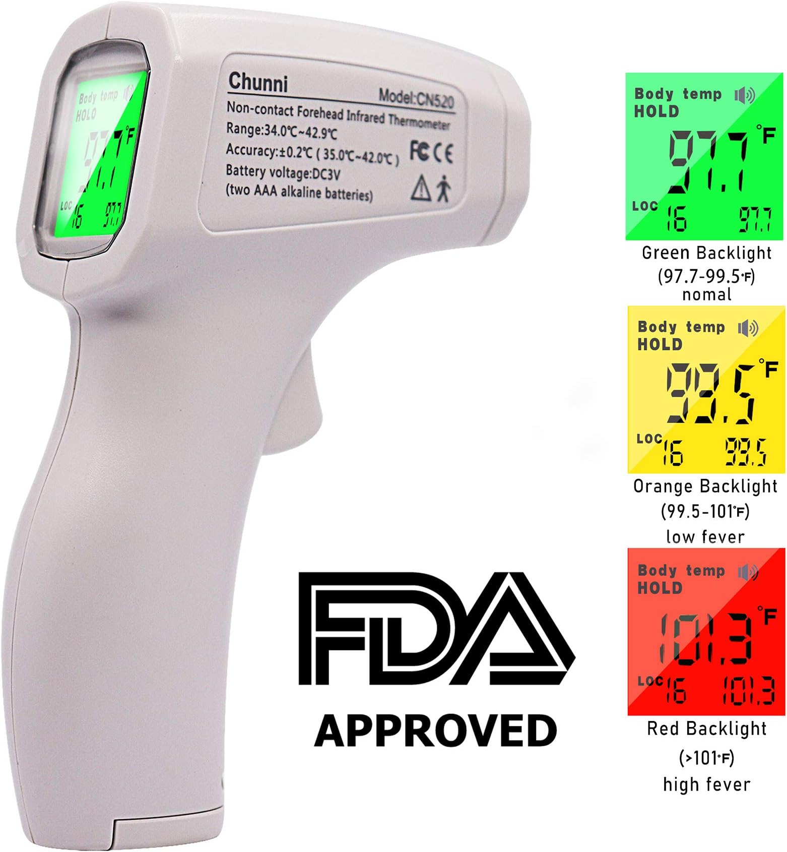 FiGoal Forehead Thermometer Non-Contact Infrared Digital Thermometer with Fever Alert Function for Baby Adults and Surface of Object Digital Medical Infrared Thermometer Instant Results (1 Pack)