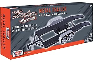 OPO 10 - 1/24 Trailer, Flatbed, auto Carrier for car Transport, with Double axle, Metal, Motormax - 76001