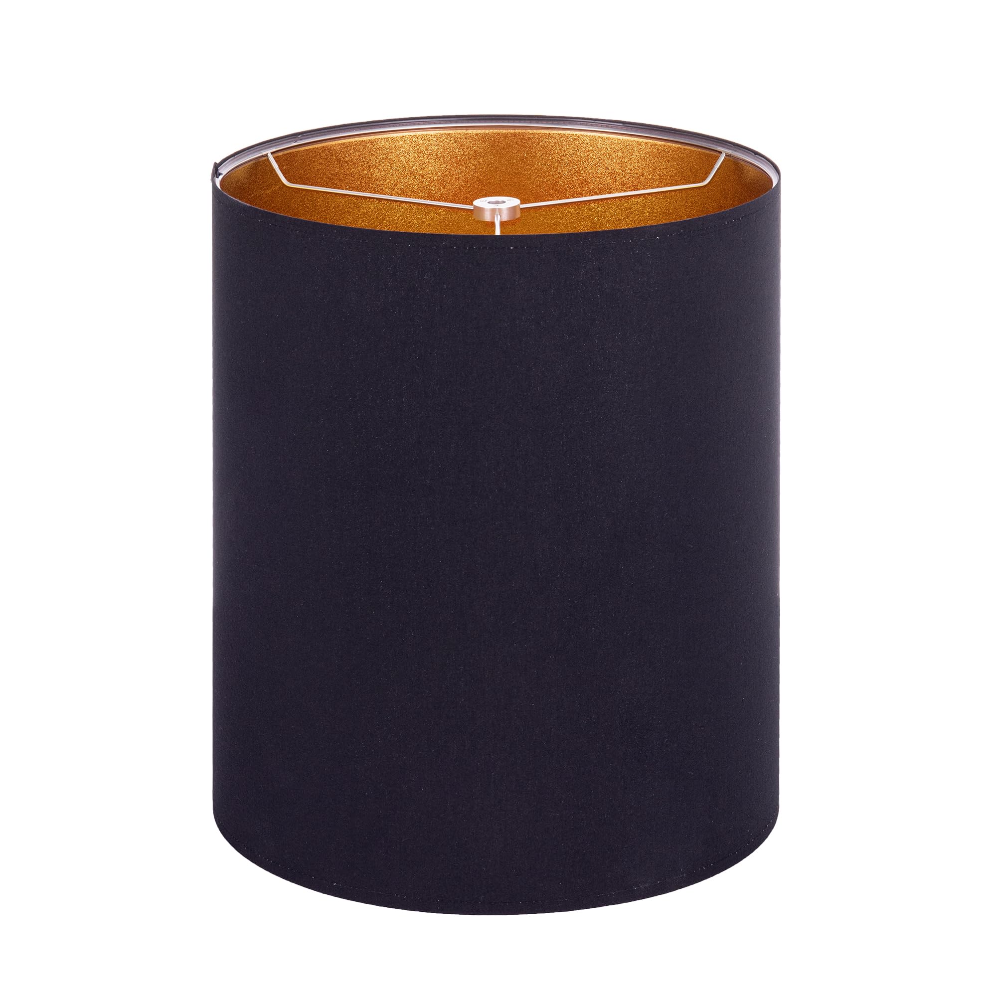 Photo 1 of Wellmet BlackGold 14"x14"x17" inches Lampshade, Required Assembly for Table Lamp, Bedside Lamp, Floor Lamp, Fabric Drum Lampshade Classic Modern Style, Metal Spider Fitter