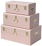 Vixdonos Decorative Box Set of 3 Metal Trunks Chest