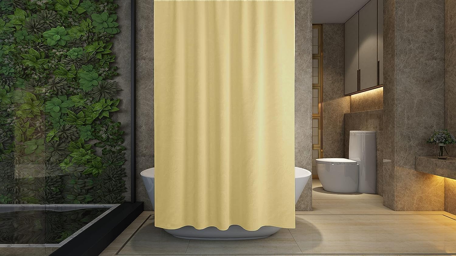 Shower Curtain - Made of PEVA, Water Repellent, Mildew Resistant, 180x180cm, 71x71inch, Rail Hooks,Feather Light, Ultra-Thin, Wet Rooms, Shower, Bath, Plain, Vibrant Colours (Ivory)