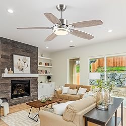 Hounberi 50inch Brushed Nickel Ceiling Fan with