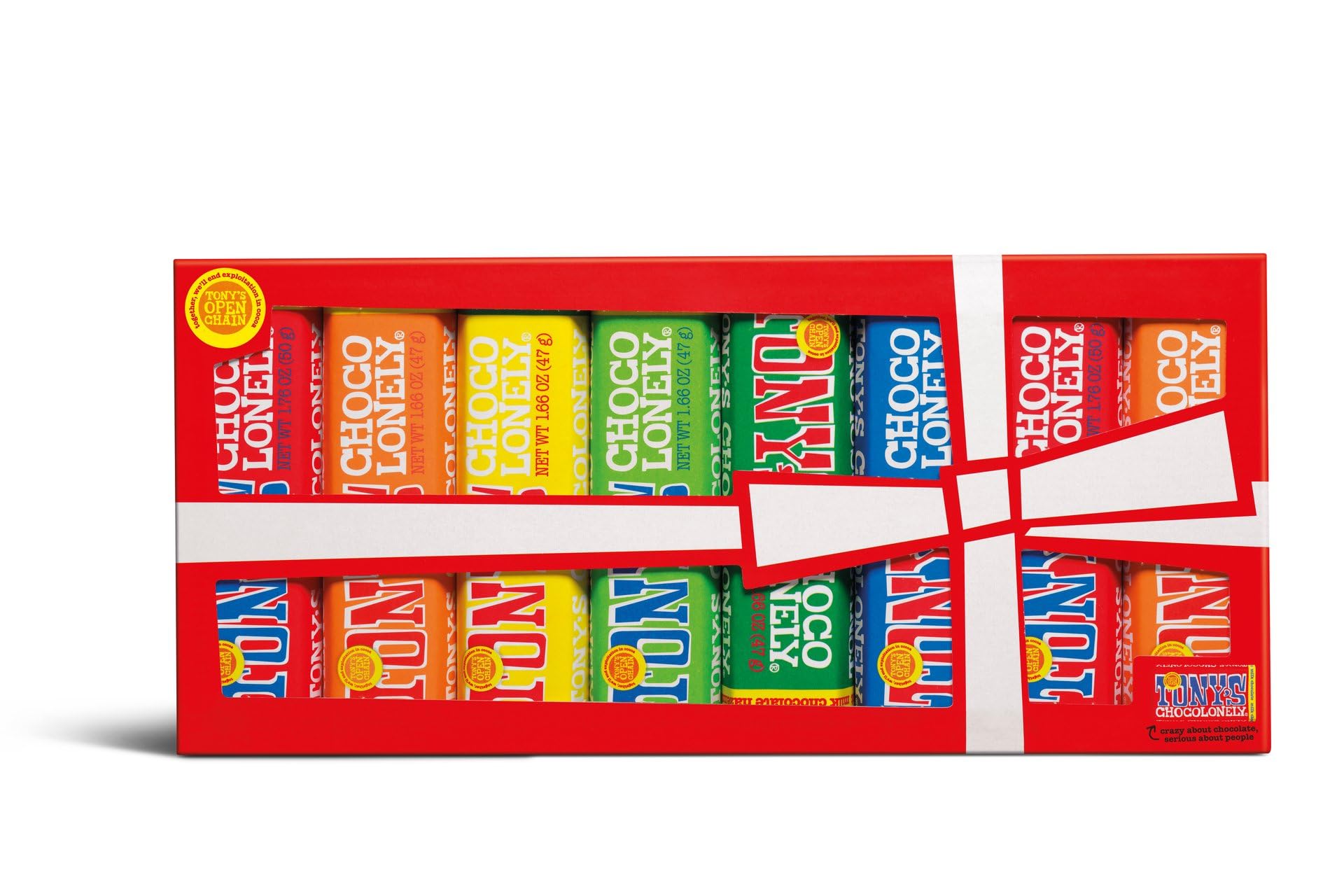 Tony's Chocolonely, Geschenkverpackung, Rainbow Tasting Pack 8 x 47/50g, 385g