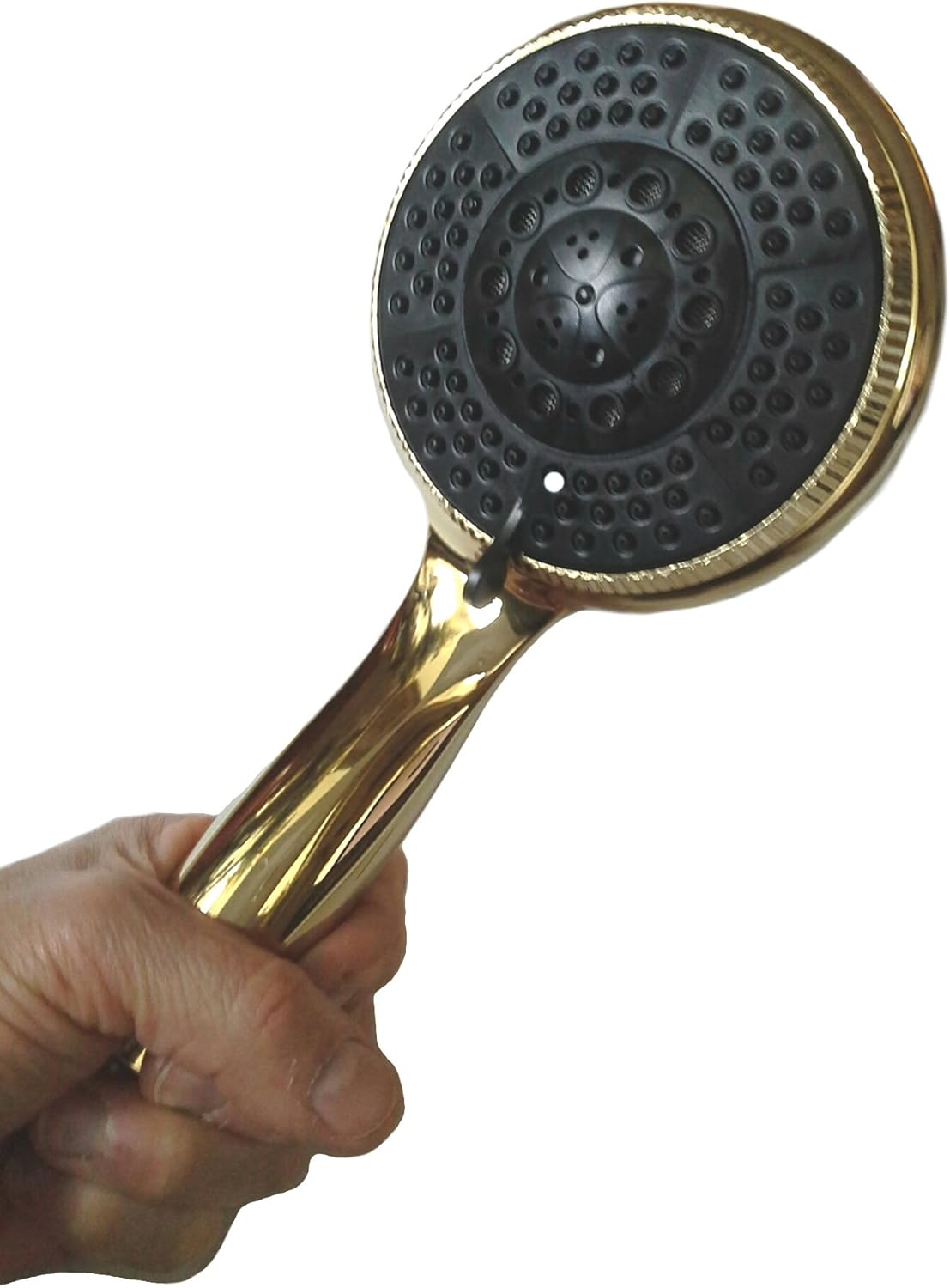 LARGE 125mm GOLD SHOWER HEAD 5 FUNCTIONS RUBBER JETS Discount