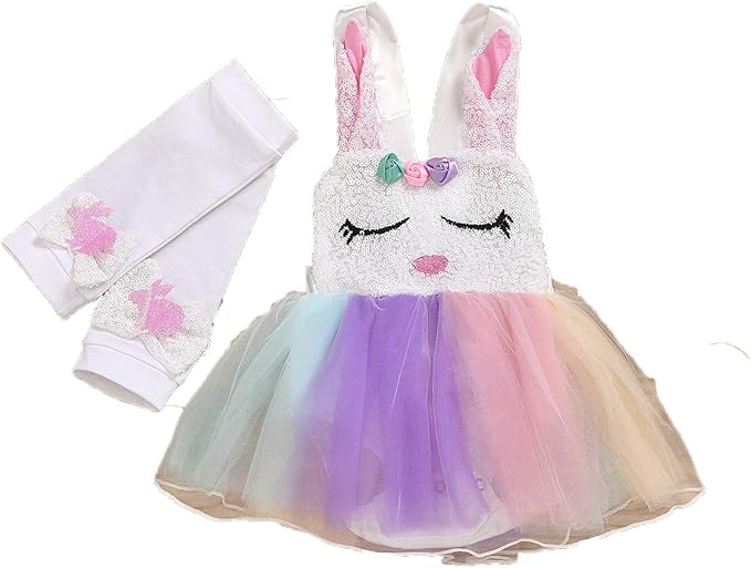 Newborn Baby Girl Easter Outfits Cute Rabbit Dress Lace
