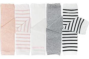 Bowbear 5 Pair Baby and Toddler Leg Warmers, Happy Legs Pink & Gray