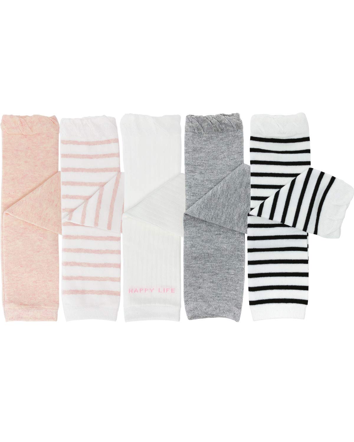 Bowbear 5 Pair Baby and Toddler Leg Warmers, Happy Legs Pink & Gray
