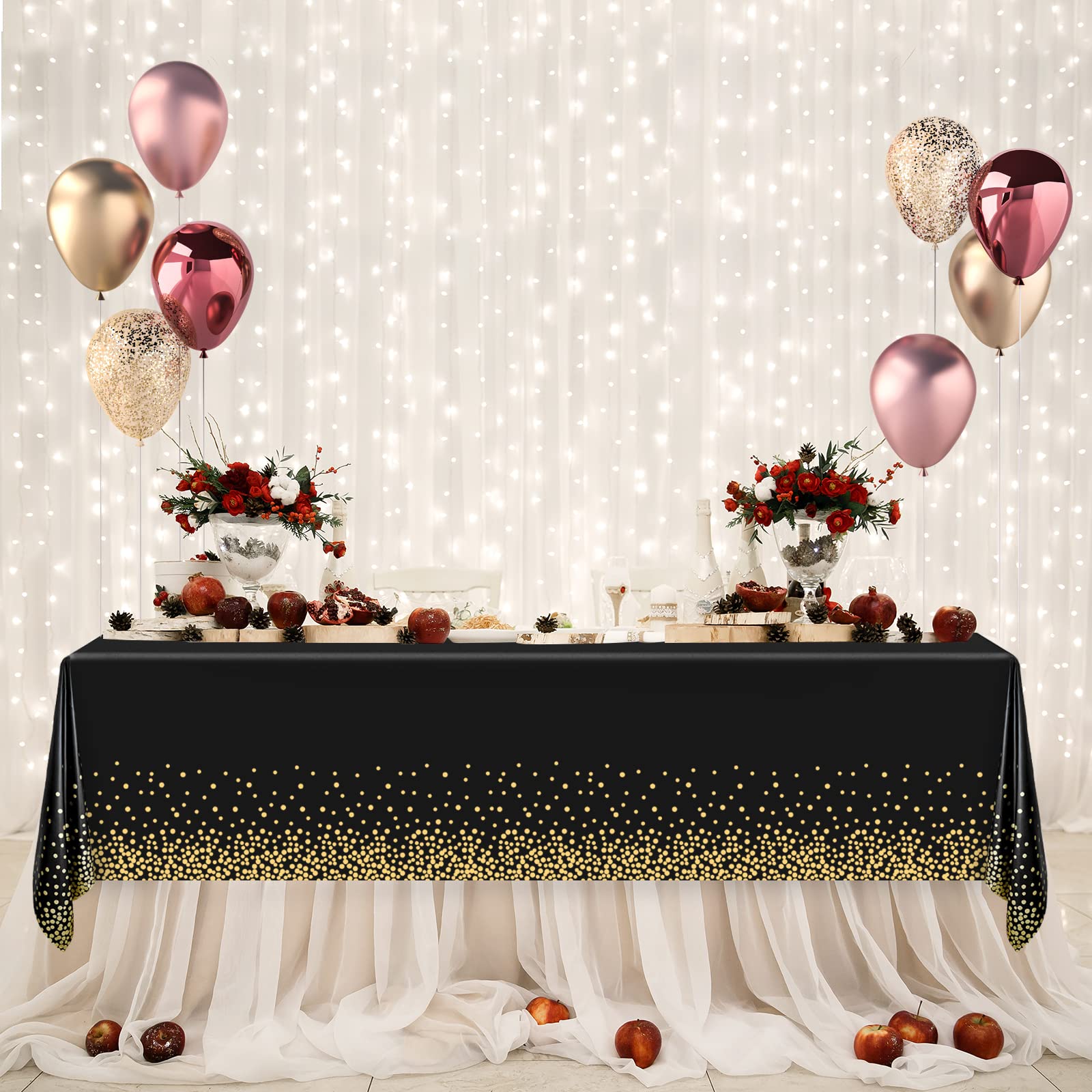 NEBURORA Black and Gold Tablecloth