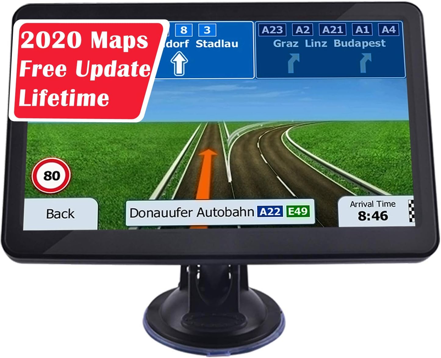 GPS Car Navigation, 7-inch Display 256MB-8GB Real Voice Broadcast Route US 2020 Map (Free Map Update for Life)