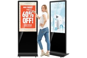 JIYANG 49 Inch Digital Signage Display,Indoor Floor Standing TouchScreen Advertising Display Kiosk Android System,Commercial LCD Totem Support HDMI-in,Free Customization Stickers and CMS System(Black)