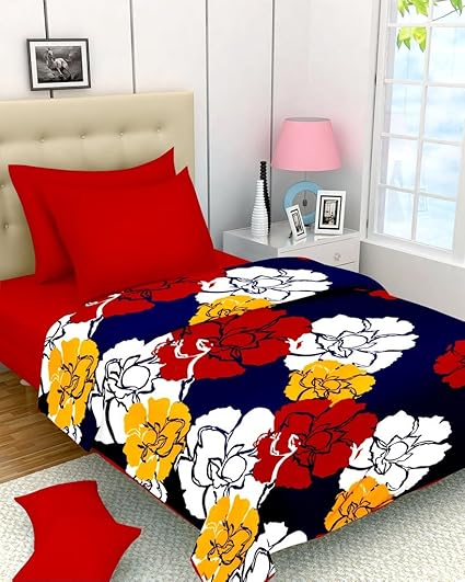 Amazon Com Casa Copenhagen Red Yellow And White Floral Print